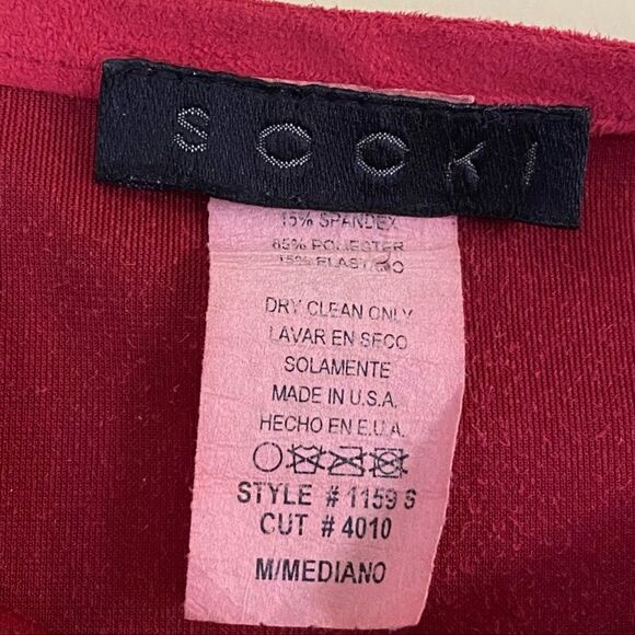 Vintage Sooki Collection Red Faux Suede Wrap Skirt Size Medium - Picture 5 of 7